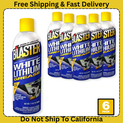 Blaster White Lithium Grease Spray 11 oz Lubricant Automotive Heavy Duty 6-Pack
