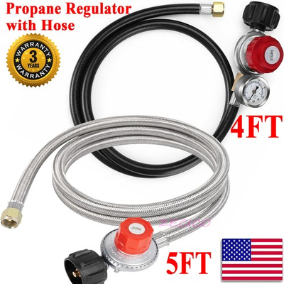 #ad 4FT 0 30PSI Adjustable High Pressure Propane Regulator with Hose and PSI Gauge $19.69