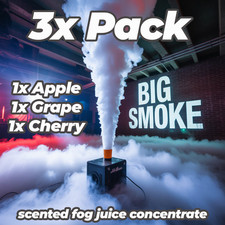 Big Smoke 3x Pack Fog Juice Concentrate - Apple Grape Cherry Scent Free Shipping