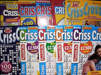 10 X CRISS CROSS PUZZLE BOOKS MAGAZINES PACK INCLUDES NUMBER CROSS WORD FIT NEW