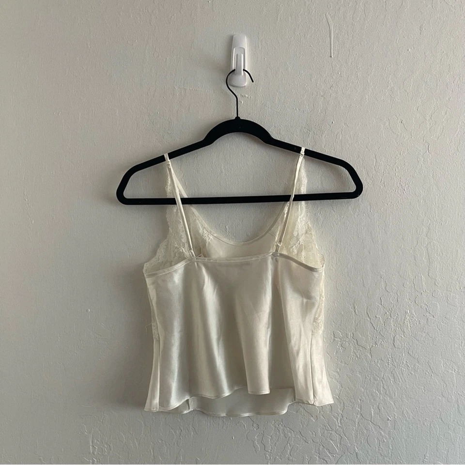 Y2K Victoria's Secret Cream White Lace Cropped Cami Satin Coquette Womens XS - Image 2 of 4