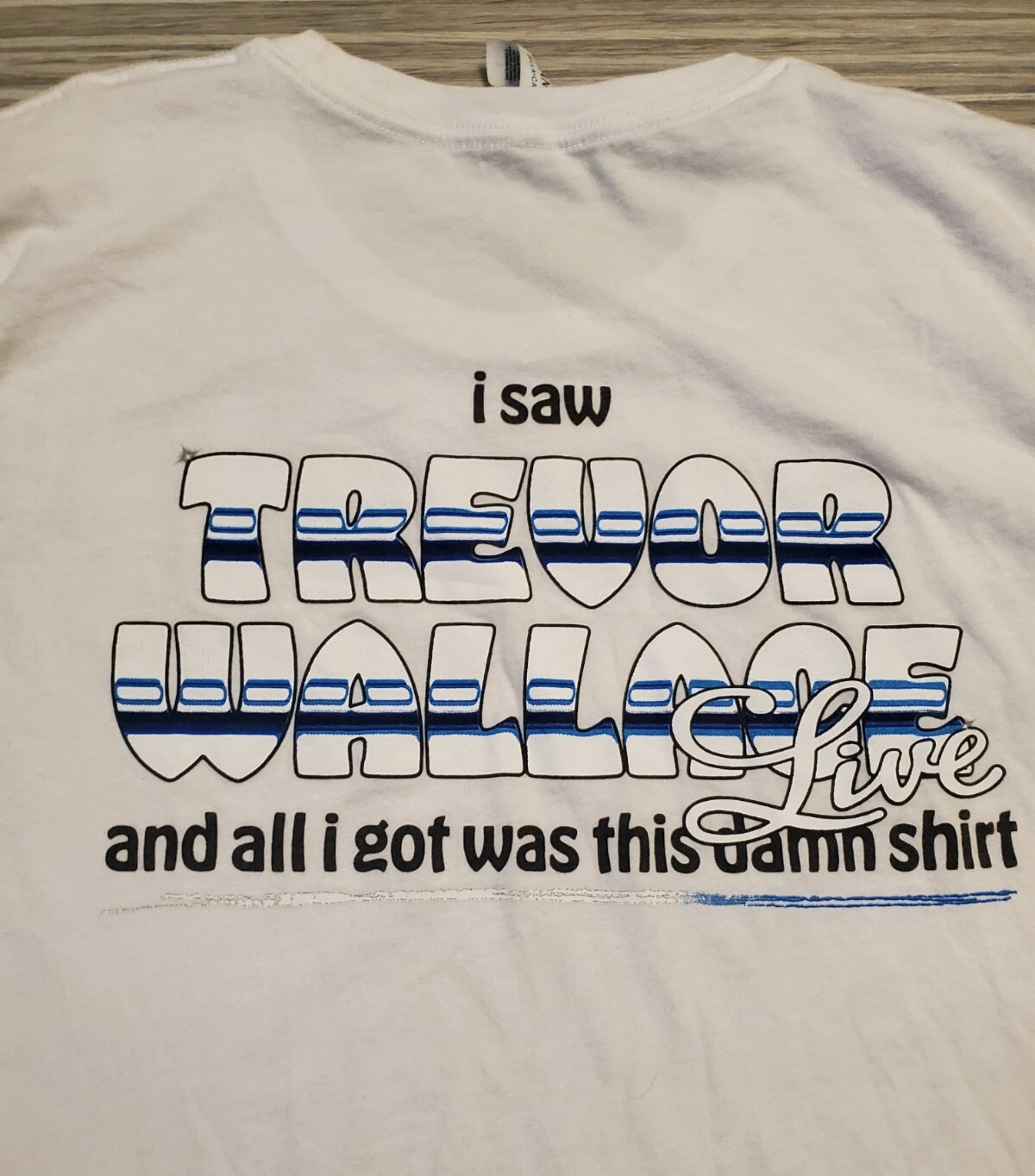 FILA T SHIRT TREVOR WALLACE Live maglietta grande bianca RARA CONCERTO schizzo comico tutto quello che ho