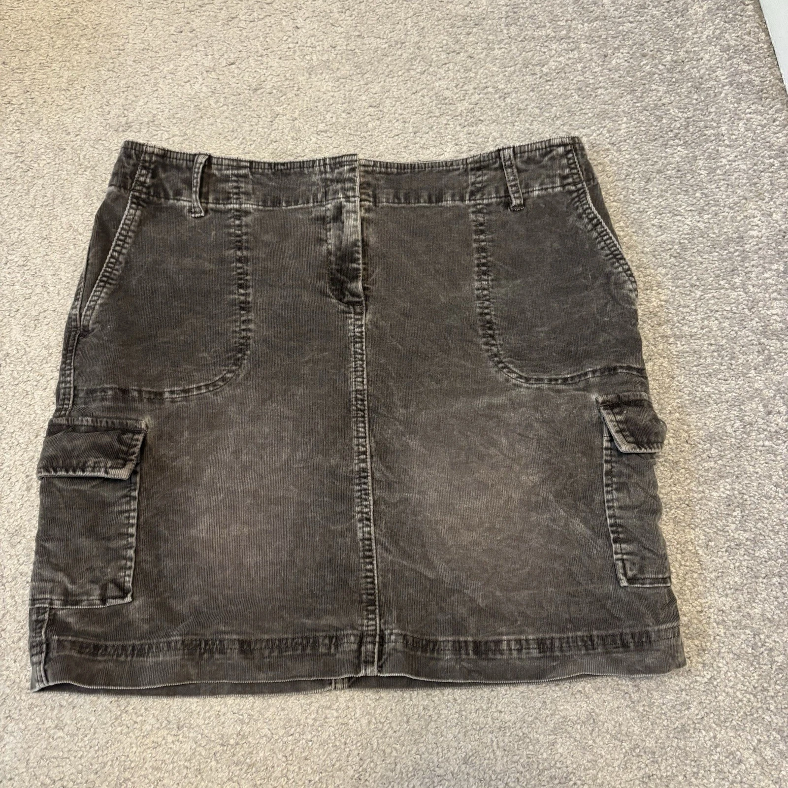 J. Jill Dark Gray Corduroy Mini Skirt With Side Pockets Size 10