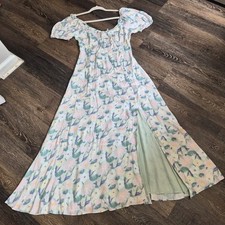 ASTR The Lable Madeline Babydoll Puffed Sleeve Floral Dress M Cottage Coquette 