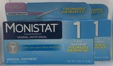 (2)Monistat 1 Day Yeast Infection Treatment Tioconazole Ointment Applicator 2/25