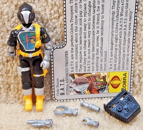 Complete Really Nice Vintage 1986 GI Joe Cobra B.A.T.S BAT v1 With Filecard