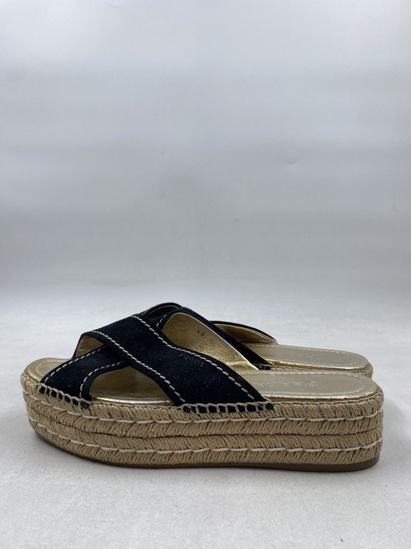 Prada Black Suede Platform Espadrilles Sandals W 9.5