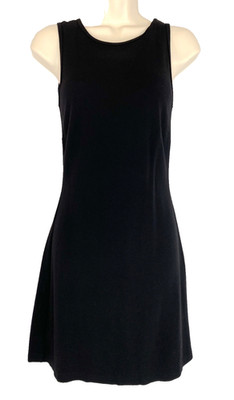 Vintage 1990s black ESPIRIT mini dress S sleeveless rayon open back stretch tank