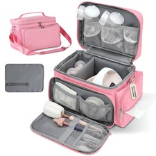Breast Pump Bag for Spectra S1 S2 with Waterproof Mat Pink Work Travel Tote