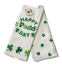 HAPPY ST. PADDY'S DAY SHAMROCK 2-PC KITCHEN DISH TOWEL SET 100 COTTON NEW