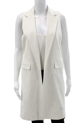Zara Basic Womens Collared Sleeveless White Polyester Wool Vest Size XS