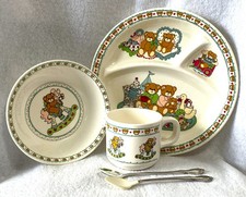 1984 Enesco Lucy  Me by Lucy Rigg Melamine Child's Plate, Bowl, Cup  Spoons