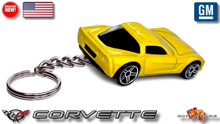 🎁🚦🏁 🆕 VERY RARE KEY CHAIN YELLOW 2005/2014 CHEVY CORVETTE C6 💕NICE GIFT💕🎁 - Image 4 of 4