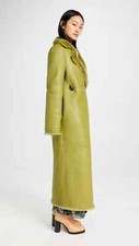 New Saks Potts Women's Green Mary Genuine Shearling Wrap Coat Sz Xs