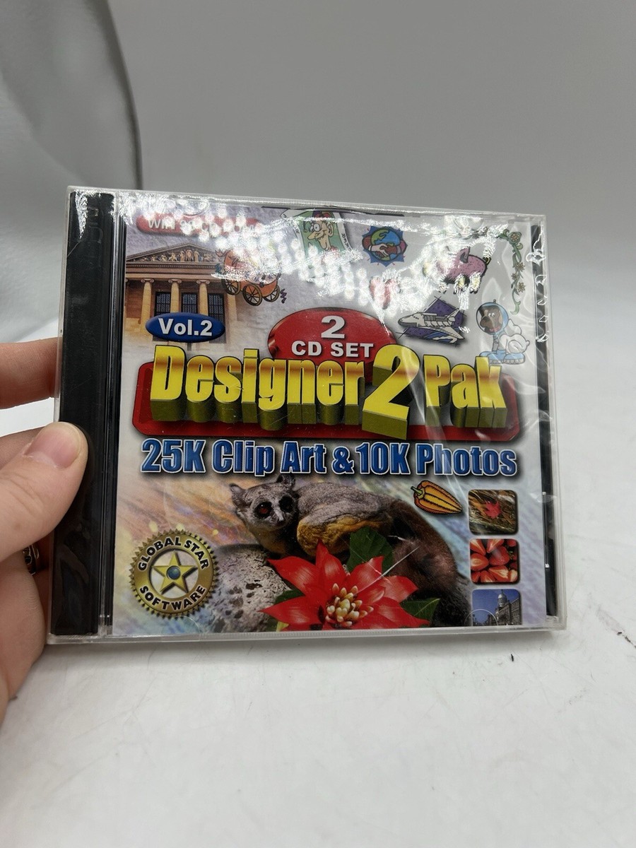 Windows 98 CD-ROM, Designer 2 Pak, 2 CD Set, 25K Clip Art & 10K