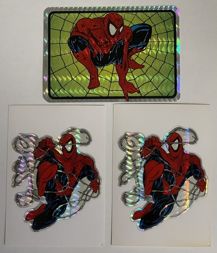 1990s Marvel Vending Machine Amazing Spiderman Prism Foil 3 Sticker Card Lot