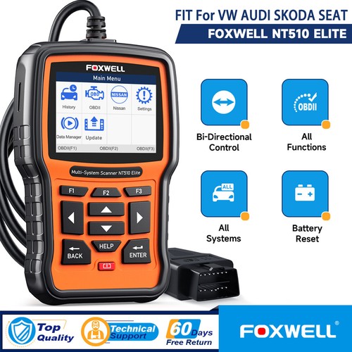 FOXWELL NT510 Elite Car OBD2 Scan Tool Bi-Directional Diagnostic Tool For VAG VW