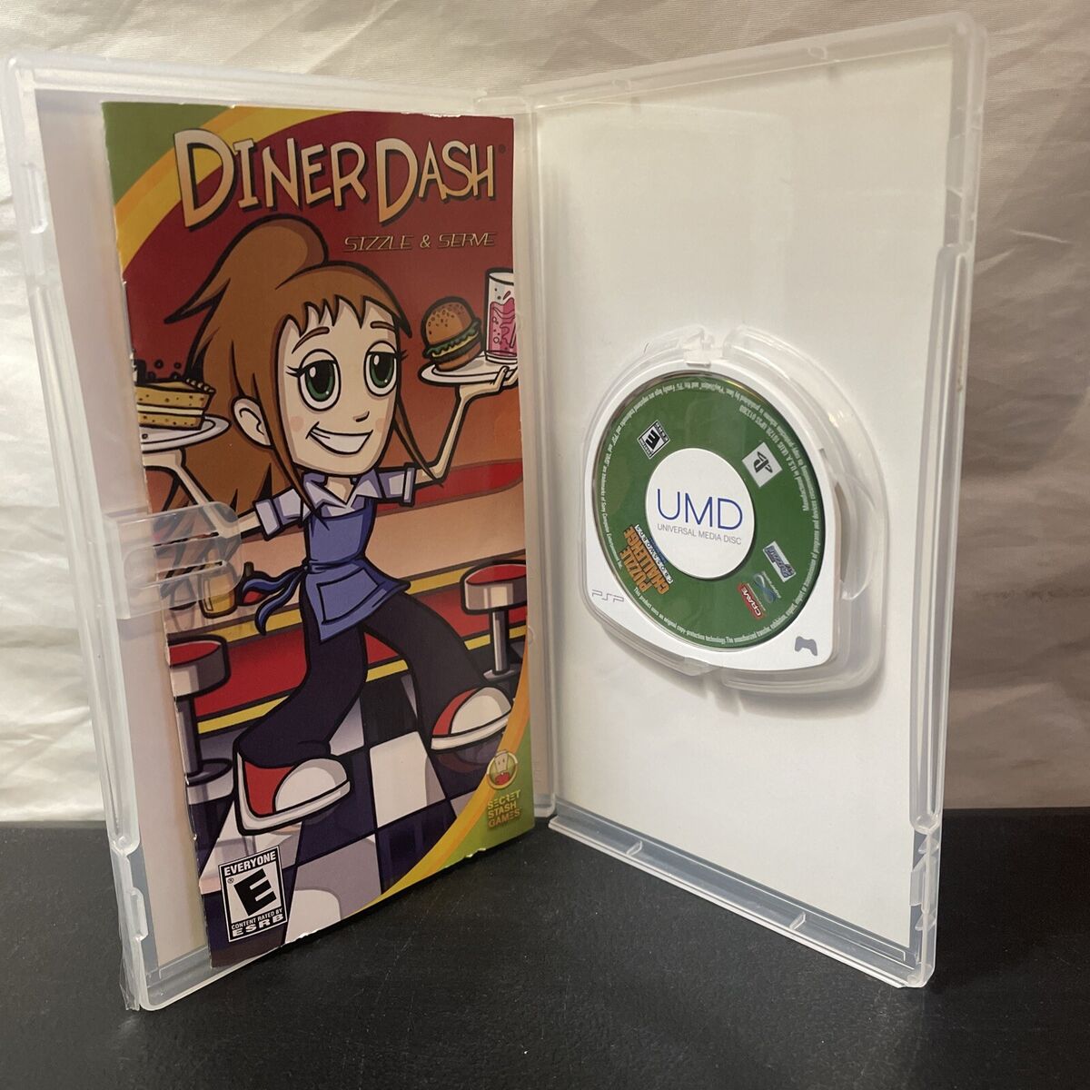 Diner Dash: Sizzle & Serve (Sony PSP, 2007) Game Case & Manual