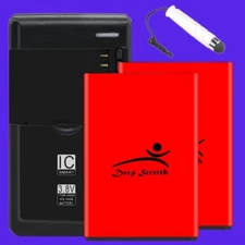 Spare 2x 5080mAh Battery Heavy-Duty Charger Stylus f LG G Vista VS880 USA Seller