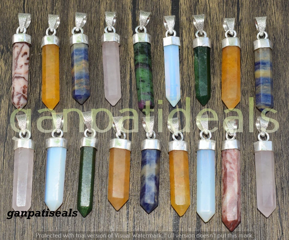 ¡VENTA A GRANEL!! Lote al por mayor de colgantes de cuarzo rosa y mezcla de piedras preciosas enchapados en plata 925 Foto 3 de 4