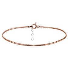 Rose Gold Flashed Sterling Silver 1.5mm Snake Chain Anklet