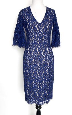 Alexia Admor Blue Lace Ruffle Bell Retail Price $125  XS NWT