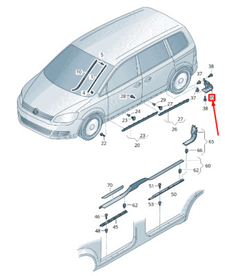 VW SHARAN 7N HINTEN LINKS SPRITZSCHUTZ 7N08548559B9