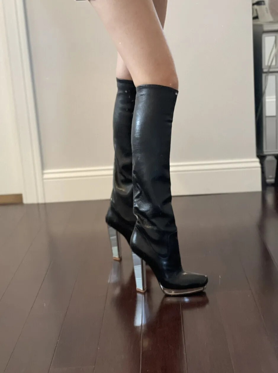 Stivali alla moda invernali Yves Saint Laurent YSL Tabita pelle di agnello neri taglia EU38 US 8