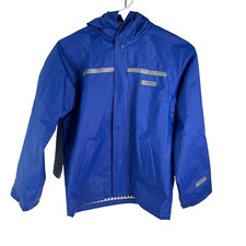 Stearns Kids Long Sleeves Waterproof Full Sleeves Hooded Blue Rain Coat Size S/M