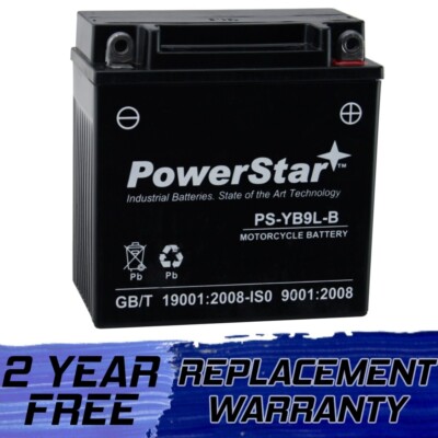 PowerStar Replacement for Yuasa YB9L-B Battery fits Honda 85-87, Kawasaki 73-76