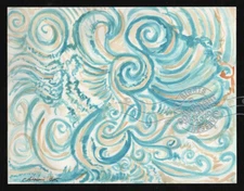 Ode to Van Gogh Skies 2015 C Peterson * Abstract * Watercolor Painting blue sky