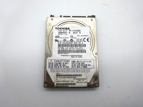 120GB SATA NOTEBOOK FESTPLATTE TOSHIBA MK1234GSX 2,5'' #NFP419