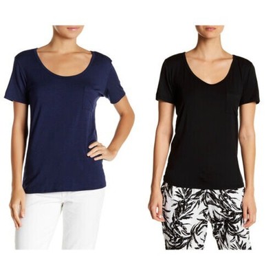 Onia Damen Schwarz Zoe Kurzärmelig Taschen T-Shirt WKT01MRS Größe L Nwt