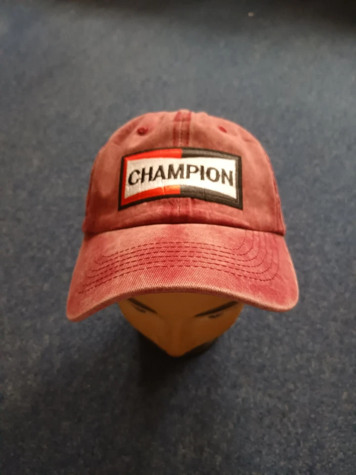 Pair Of Red & Black Champion Spark Plugs Stone Washed Baseball Cap Advertising - Image 2 of 4