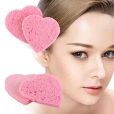 20Pcs Makeup Removal Sponge Heart Shaped Cellulose Sponge Cotton Face Washing