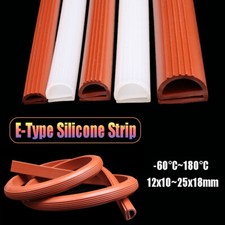 E-Type Silicone Rubber Strip High Temperature Oven Door Seal Gasket Wide 12-25mm