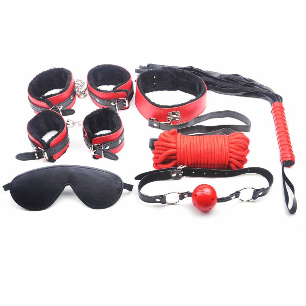 10 Pc. BDSM Bondage Set Beginners Bondage Kit Wrist Ancle Cuffs, Leash,  Whip, Nipple Clamps, Blindfold, Bondage Rope, -  Canada