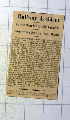 1937 Herr Rudolph Botting 19 Neville Road Lewes Glückliche Flucht vor dem Tod