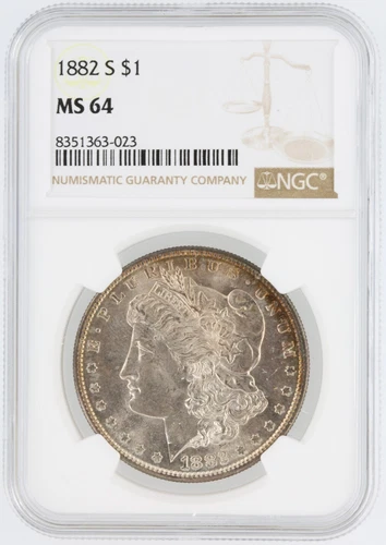1882-S Morgan Silver Dollar NGC MS64 S$1 San Francisco Minted No Reserve