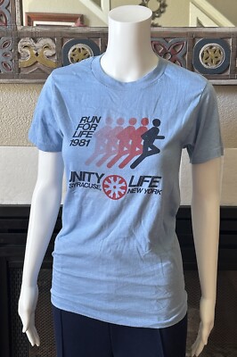 1981 Run For Life T Shirt Size Medium VTG  31  Chest 25  Length Unisex