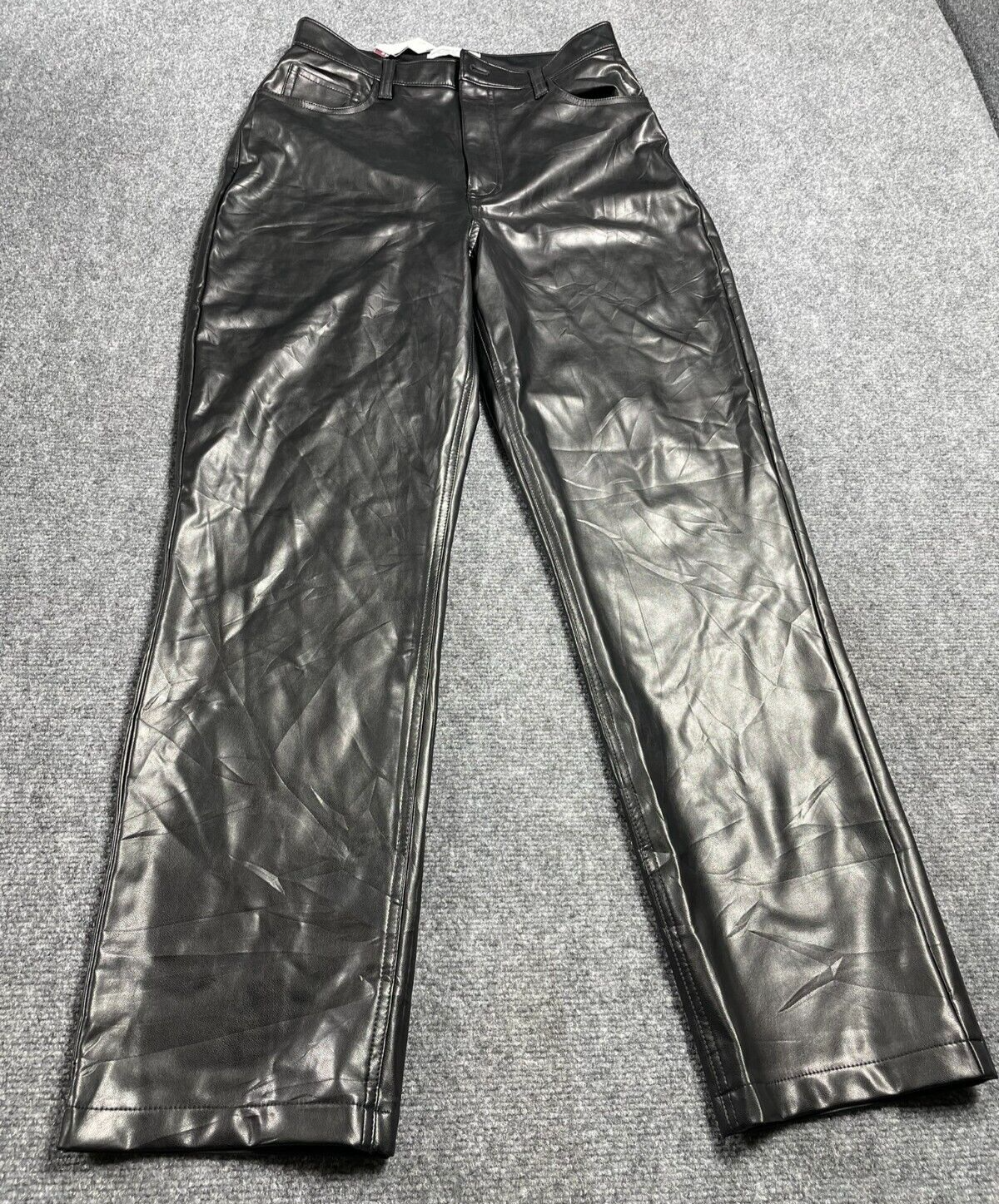 Abercrombie & Fitch Womens 90s Ultra High Rise Vegan Leather Pants Black 29/8R