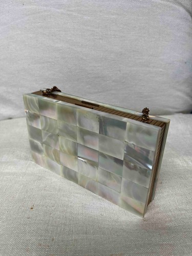 Vintage Mother of Pearl Makeup Case Purse Bag - Picture 7 of 8