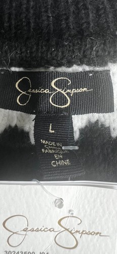 Jessica Simpson Croped Black & White Striped Textured Sweater Large - Picture 9 of 12