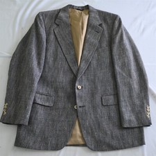 Vtg Bill Blass 42R Blue Blanketweave Tweed USA Made Blazer Jacket Sport Coat