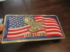 RITIRED USA WAVING FLAG MILITARY  MITCHELL PROFFITT  LICENSE PLATE 11.75 x 6'