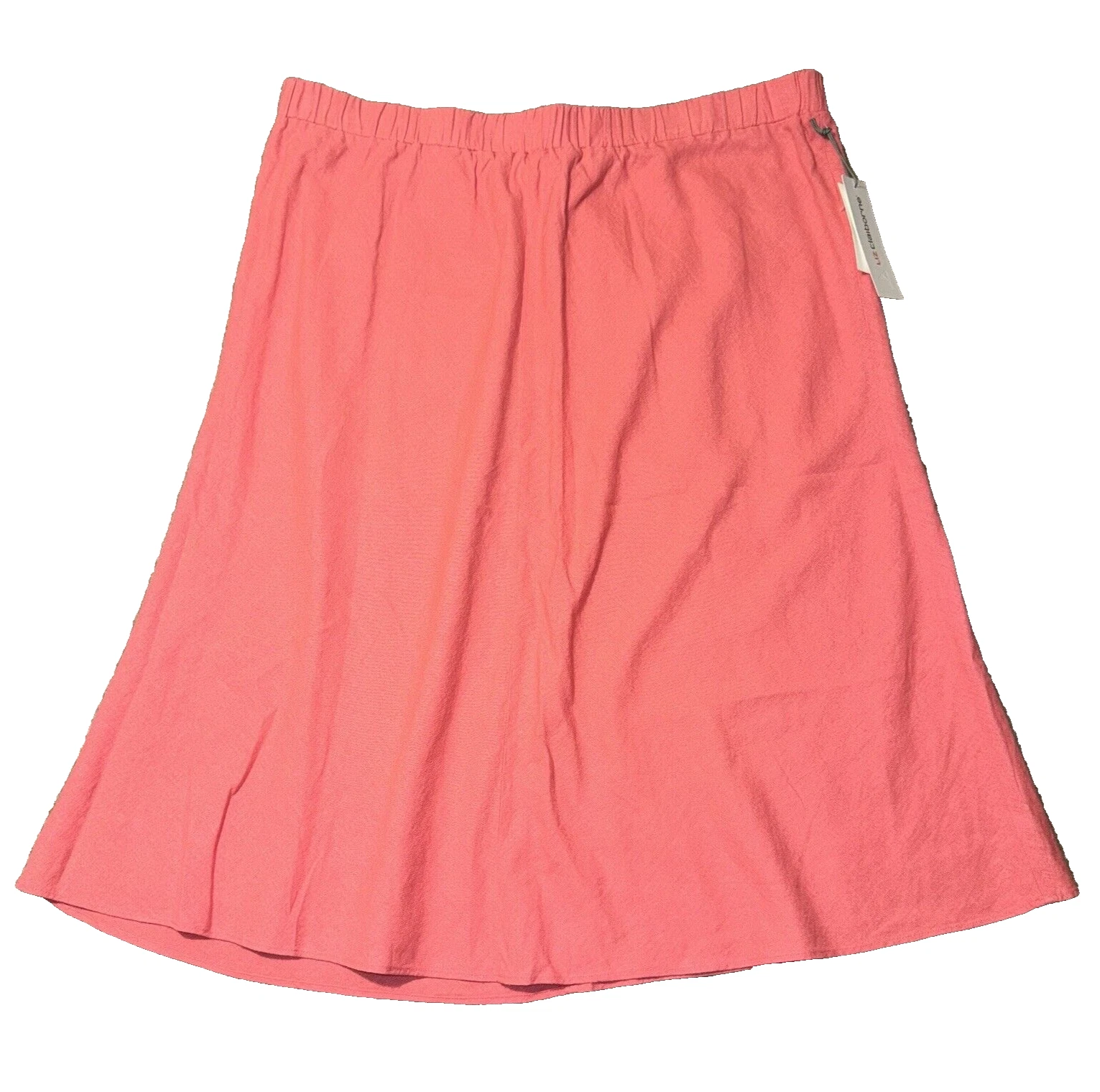Liz Claiborne Linen Rayon Skirt XXL Rapture Rose A Line Knee Length Pull On New