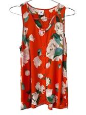 Cabi Manet Tank Top Size Small Floral Sleeveless Scoop Neck Orange Multi Boho