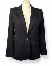 LOFT Black Blazer Size 12 Stretch Cotton Blend Classic Tailored Fit