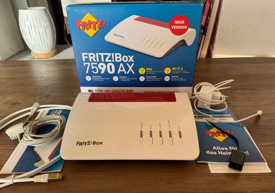 AVM Fritz!Box 7590 AX v2 WLAN Wi-Fi 6 Modem-Router, OVP, Top-Zustand