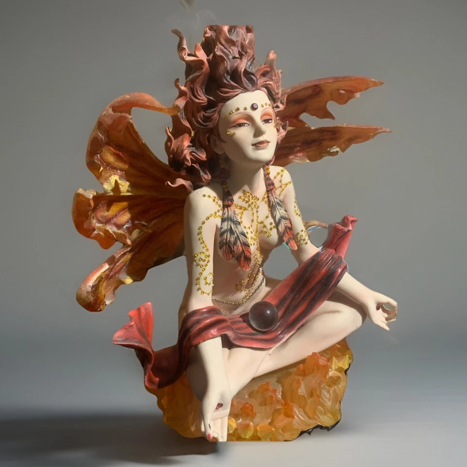 Fairy "The Alps" W/Fire, Flames, And Crystal Ball. She Is Intricately Detailed - Image 2 of 4